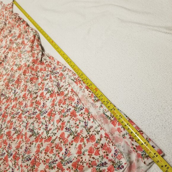 NWT Pink Floral Bodycon Maxi Long Dress Rosette Rose w/ Side Slit Medium Ruched - Picture 11 of 15